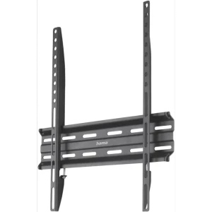 Soporte de TV Hama 00220809 negro, pared, perfil delgado. Compatibilidad 32 a 65 pulgadas, VESA hasta 400x400, estructura metálica con ranuras y tornillería.