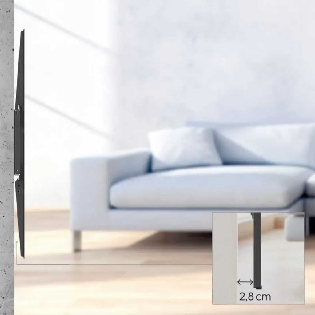 Hama 00220843 suporte TV fixo preto, até 120 polegadas e 100 kg, estrutura metálica robusta com nível de bolha integrado e tiras de liberação rápida - Item4