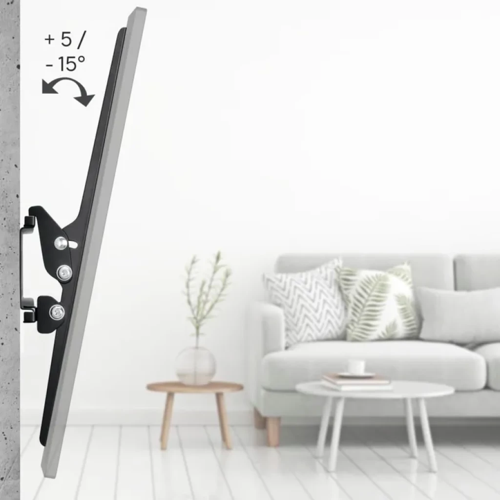 Hama 00220812 soporte mural para TV 75 pulgadas en color negro, estructura metálica robusta con brazos ajustables e inclinación para montaje seguro - Ítem4