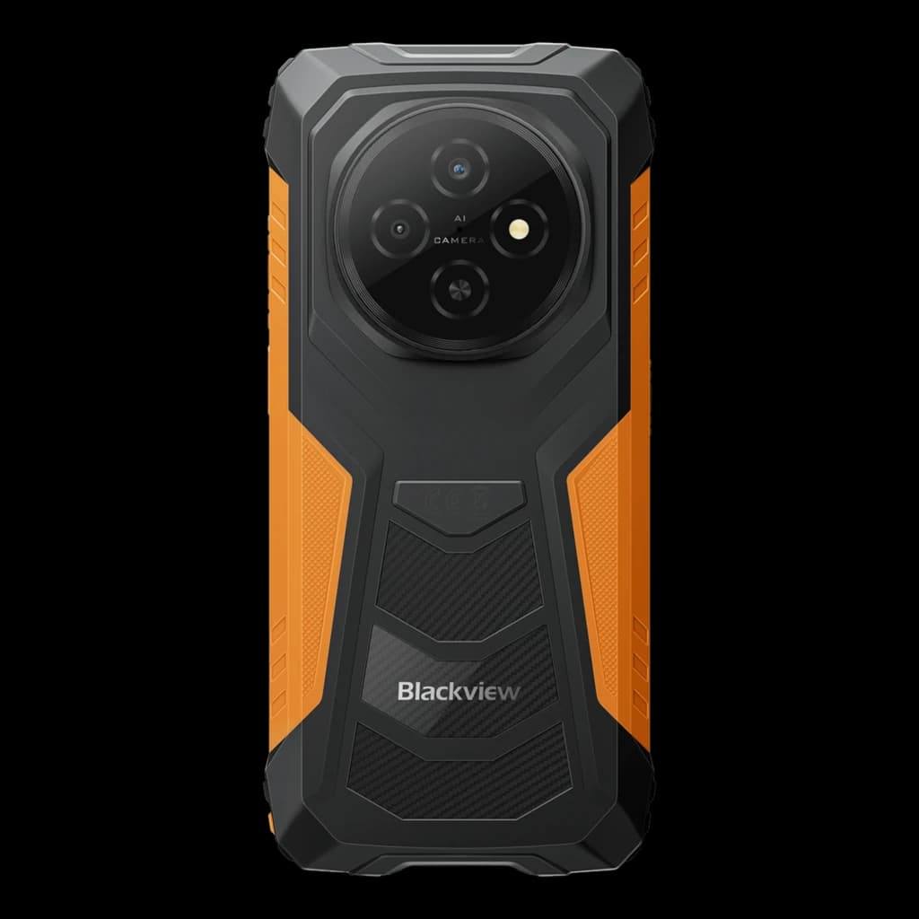 Blackview Fort 1 6GB/256GB Naranja Rugged con carcasa robusta bicolor negro y naranja, triple cámara trasera circular con flash y textura antideslizante