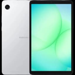 Tablet Samsung Galaxy Tab A11 LTE plata, pantalla 8,7" con marcos delgados, cámara trasera única, frontal centrada, cuerpo metálico estilizado.
