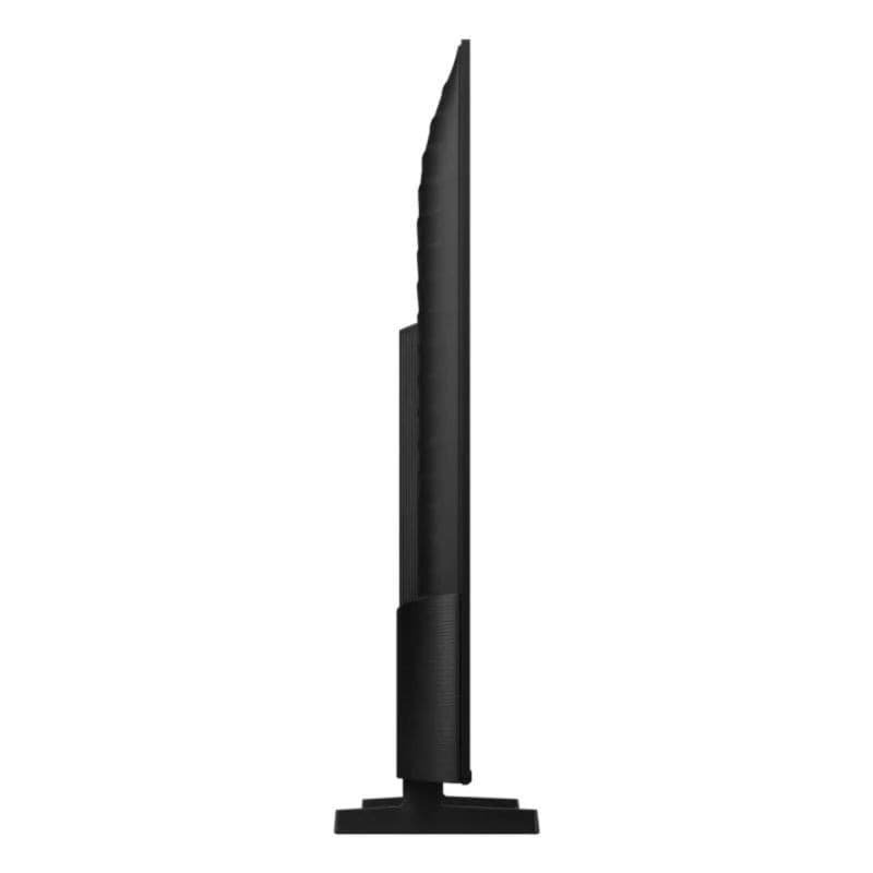 Profil latéral ultra-fin du Samsung TU75U8005FU 75" 4K UHD LED, écran plat avec bordures fines, pied central robuste, design noir élégant.