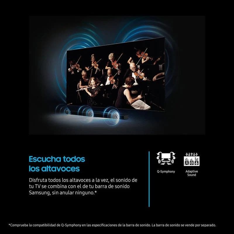 Samsung TU75U8005FU 75" 4K: écran LED ultra-fin, image nette et lumineuse; Q‑Symphony et Adaptive Sound pour un son immersif avec barre de son compatible.