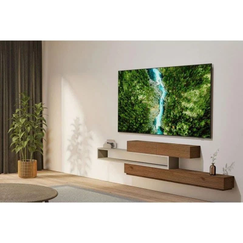 Samsung TU85U8005FU 85" 4K UHD LED Smart TV avec écran fin sans bords, image détaillée et couleurs vives; monté au mur, compatible Wi‑Fi.
