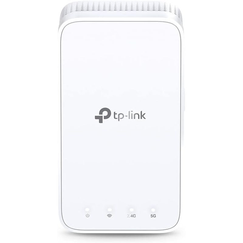 TP-Link RE300 Extendeur WiFi AC1200 blanc, boîtier compact mural, LED pour signal 2.4G/5G, grille latérale d’aération, bouton WPS et interrupteur latéral. - Ítem1
