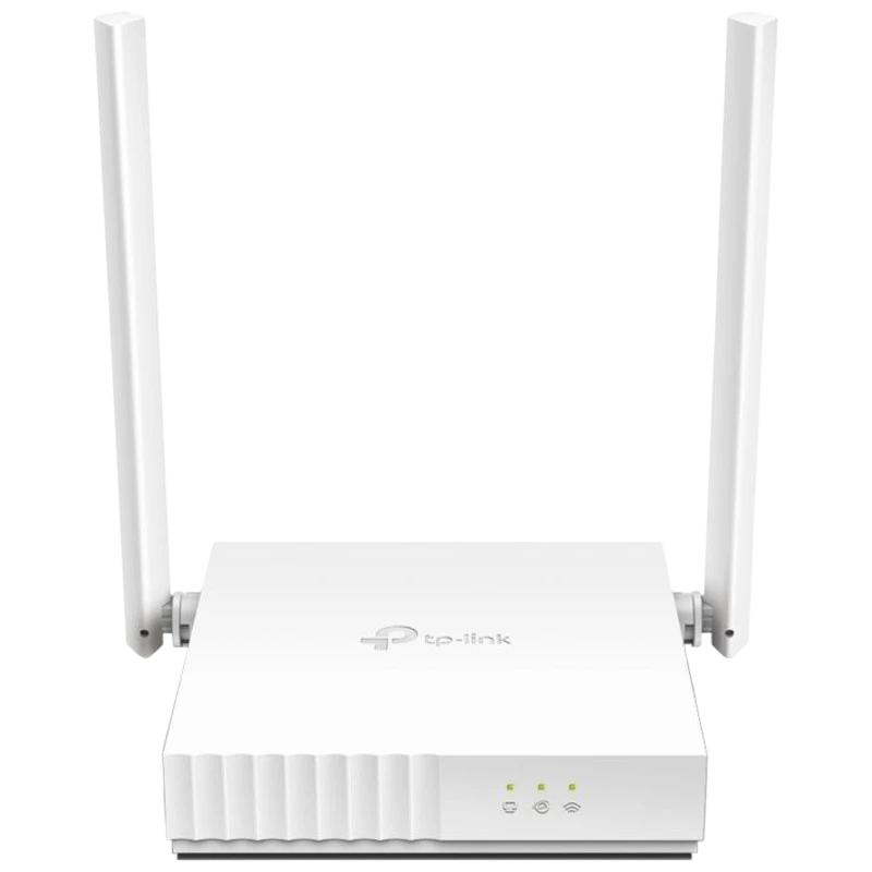 Routeur TP-Link TL-WR820N blanc, compact, deux antennes externes, voyants LED frontaux, finition nervurée, Wi‑Fi 2,4 GHz jusqu’à 300 Mbps. - Ítem