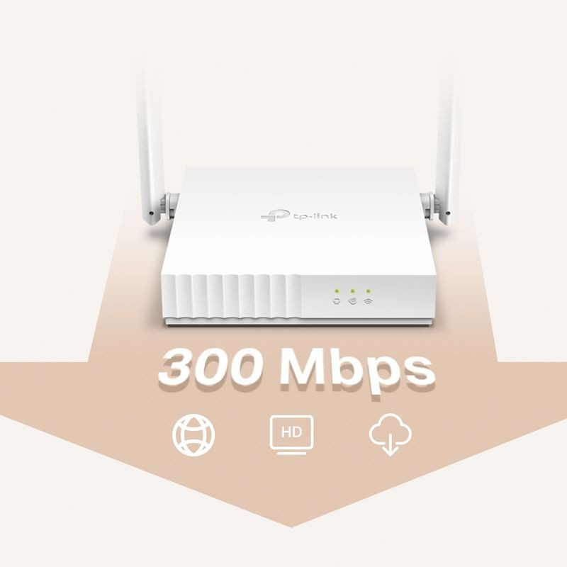 Routeur TP-Link TL-WR820N blanc, compact, deux antennes externes, voyants LED frontaux, finition nervurée, Wi‑Fi 2,4 GHz jusqu’à 300 Mbps. - Ítem4