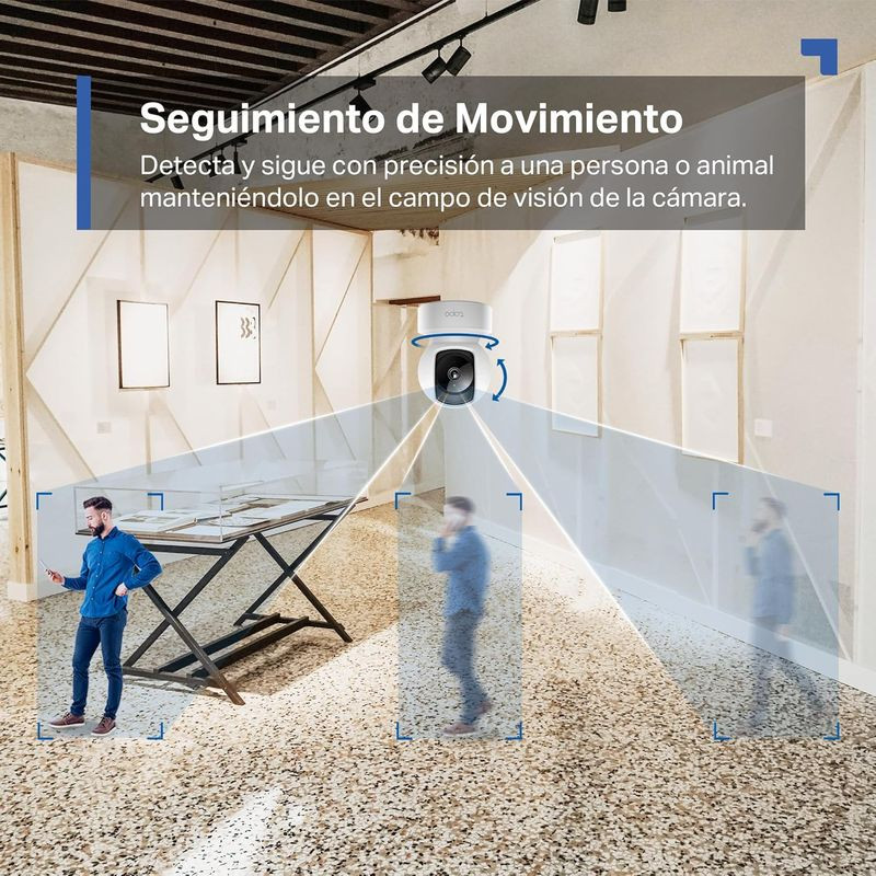 Cámara TP-Link Tapo C212 blanca, 2K 3MP, cuerpo esférico con lente central, LED de estado, base estable; giro e inclinación, visión nocturna e IA. - Ítem6