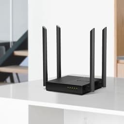 TP-Link Archer C64 Ethernet Wi‑Fi Dual negro con 4 antenas altas, LED frontales y diseño compacto en carcasa mate, ideal para señal estable en hogar u