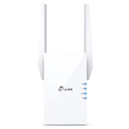 TP-Link RE605X blanc avec deux antennes externes, LED d’état 2.4G/5G et port Gigabit. Boîtier compact mural, design épuré pour répéter le Wi-Fi.