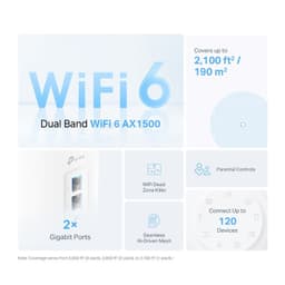 TP-Link Deco X10 Wi-Fi 6 Pack de 2 répéteur WiFi AX1500 double bande avec 2 ports Gigabit, couvre jusqu’à 190 m², connecte jusqu’à 120 appareils,