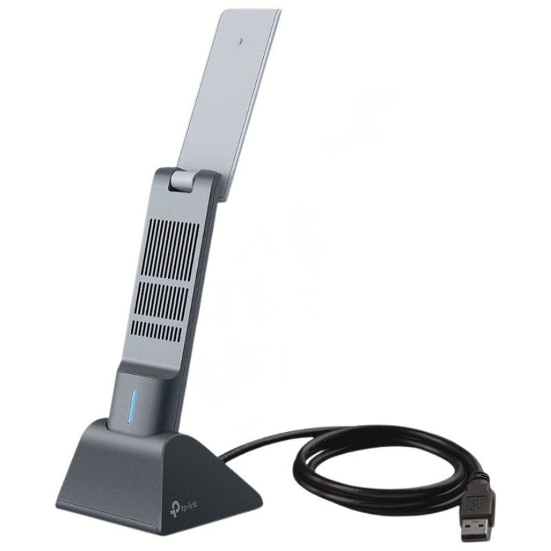 TP-Link Archer TX20UH Adaptador Wi‑Fi 6 AX1800 con antena plegable vertical, base estable, luz LED frontal y cable USB negro desmontable - Ítem