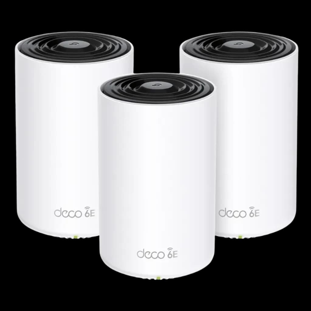 Sistema Mesh Wi-Fi 6E TP-Link Deco XE75 Pack de 3 en blanco
