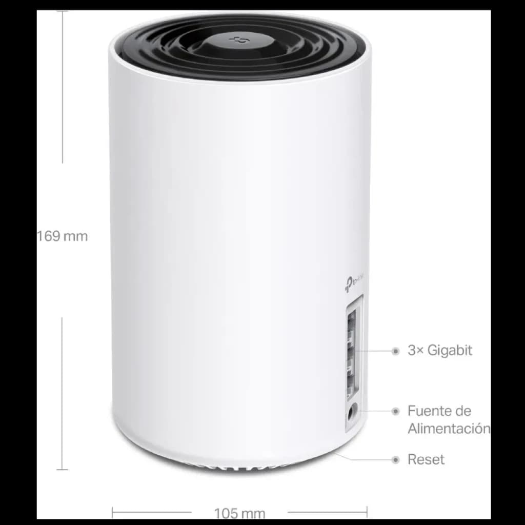 Detalle de los tres puertos Gigabit traseros del TP-Link Deco XE75