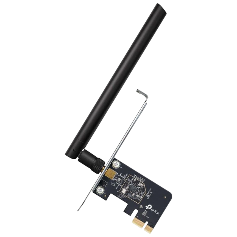 TP-Link Archer T2E - Adaptador PCI Express AC600 con antena externa ajustable, tarjeta negra de perfil bajo, conector PCIe y base metálica plateada - Ítem