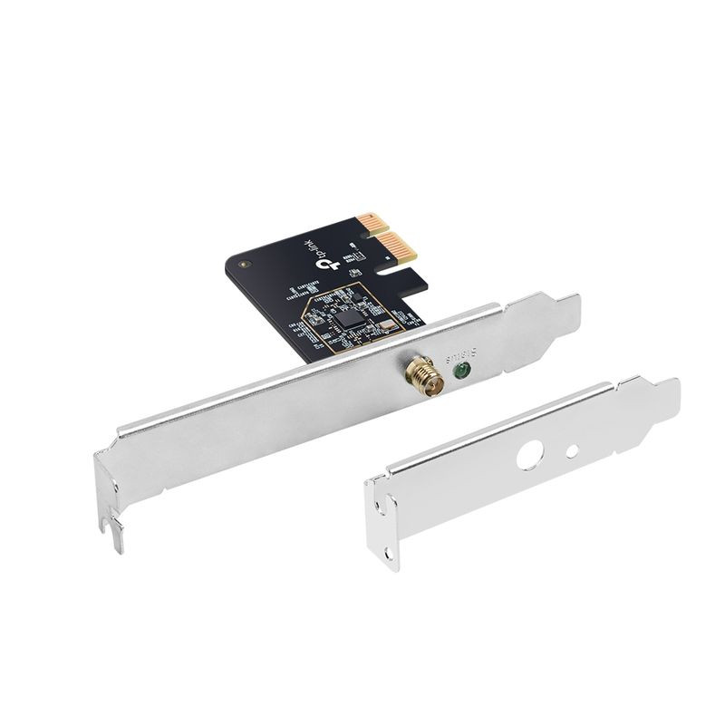 TP-Link Archer T2E Adaptateur PCIe AC600 avec antenne rotative noire, carte compacte à équerre métallique, connecteur PCIe x1 exposé, design minimaliste - Ítem1