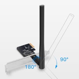TP-Link Archer T2E Adaptateur PCIe AC600 avec antenne noire orientable 90° et pivot 180°, équerre métallique low profile, carte compacte noire