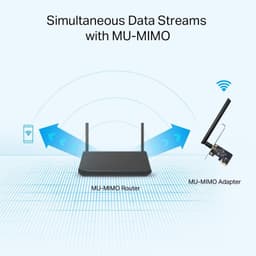 TP-Link Archer T2E Adaptateur PCIe AC600 avec antenne externe, compatible MU-MIMO, flux Wi-Fi simultanés vers routeur, carte compacte noire