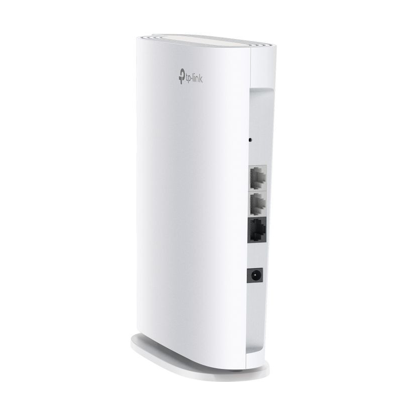 TP-Link RE900XD Repetidor Wi-Fi AX6000 branco, design vertical elegante, LEDs laterais de status, corpo curvo com acabamento fosco e base estável - Item2