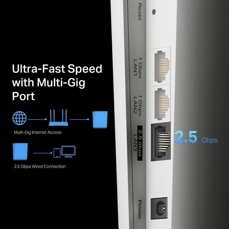 TP-Link RE900XD Repetidor Wi-Fi AX6000 branco, design vertical elegante, LEDs laterais de status, corpo curvo com acabamento fosco e base estável - Item5