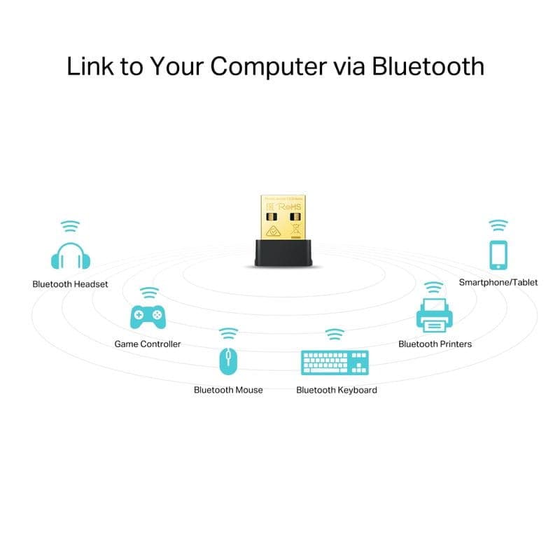 TP-Link Archer T2UB Nano Adaptador USB compacto com conector dourado; dongle minúsculo para conectar headset, mouse, teclado, controle e impressora via