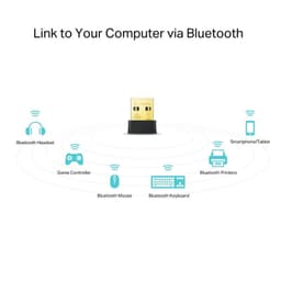 TP-Link Archer T2UB Nano Adaptador USB compacto com conector dourado; dongle minúsculo para conectar headset, mouse, teclado, controle e impressora via