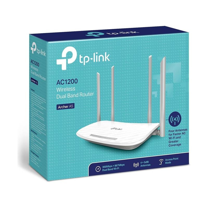 TP-Link Archer A5 - Router WiFi Dual blanco con 4 antenas externas, diseño compacto, panel superior texturizado y luces LED frontales de estado - Ítem3