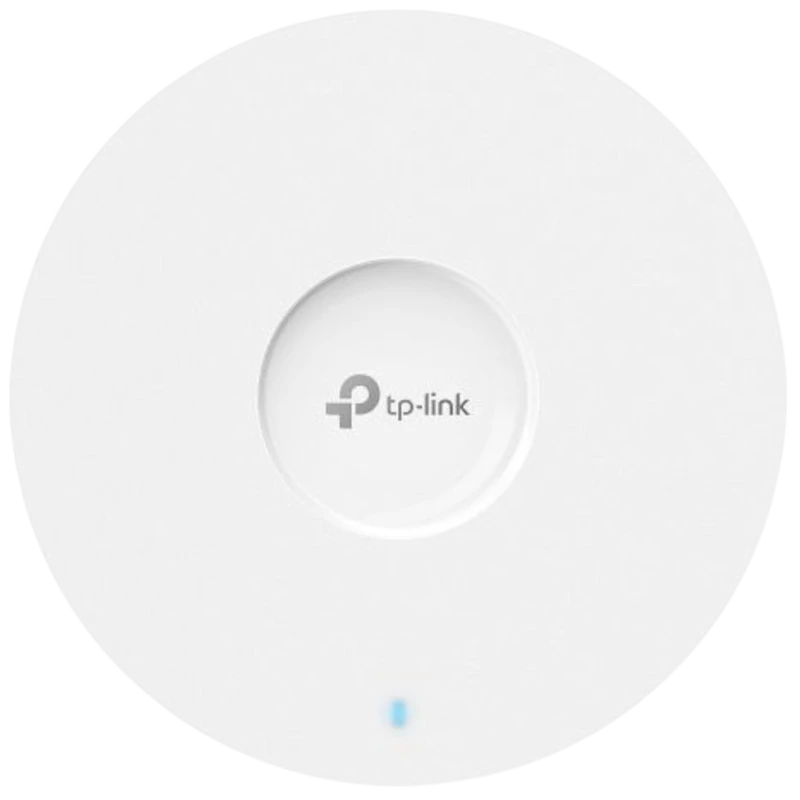 TP-Link Omada EAP683 UR Techo, punto de acceso blanco circular para montaje en techo, logo centrado y LED azul inferior, diseño minimalista y discreto - Ítem