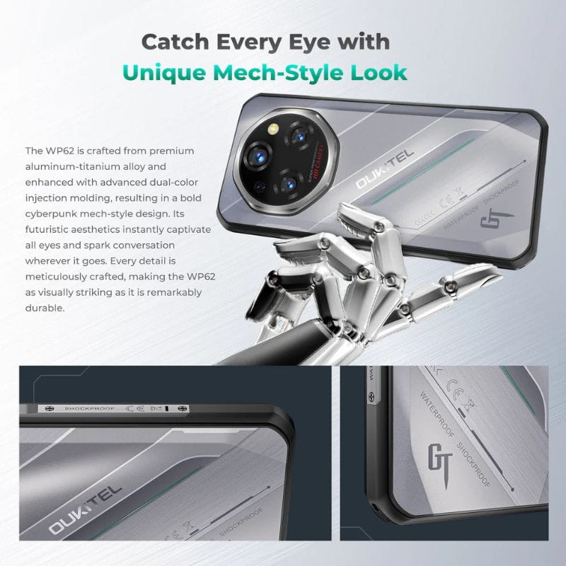 Oukitel WP62 5G 16 Go/512 Go Gris Rugged - Ítem8