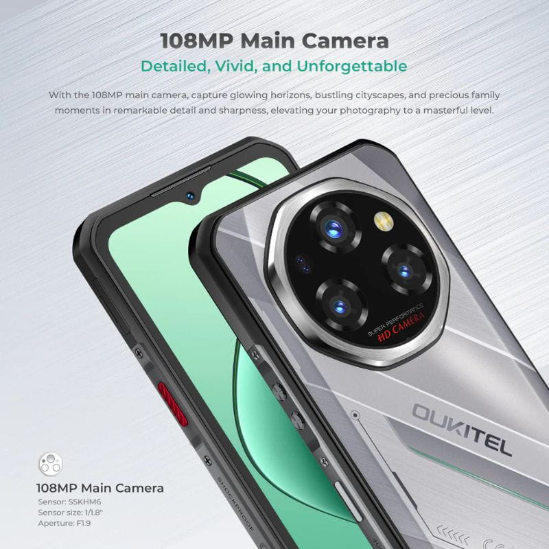 Oukitel WP62 5G 16 Go/512 Go Gris Rugged - Ítem4