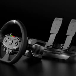 Moza Racing R3 - Volante y pedales para PC con aro ergonómico, luces LED, botones accesibles y pedales metálicos ajustables en base robusta negra