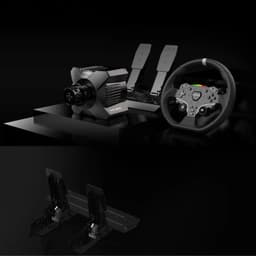Moza Racing R3 - Volante y pedales para PC con base direct drive compacta, aro con botones y levas metálicas, pedales dobles ajustables en acabado negro