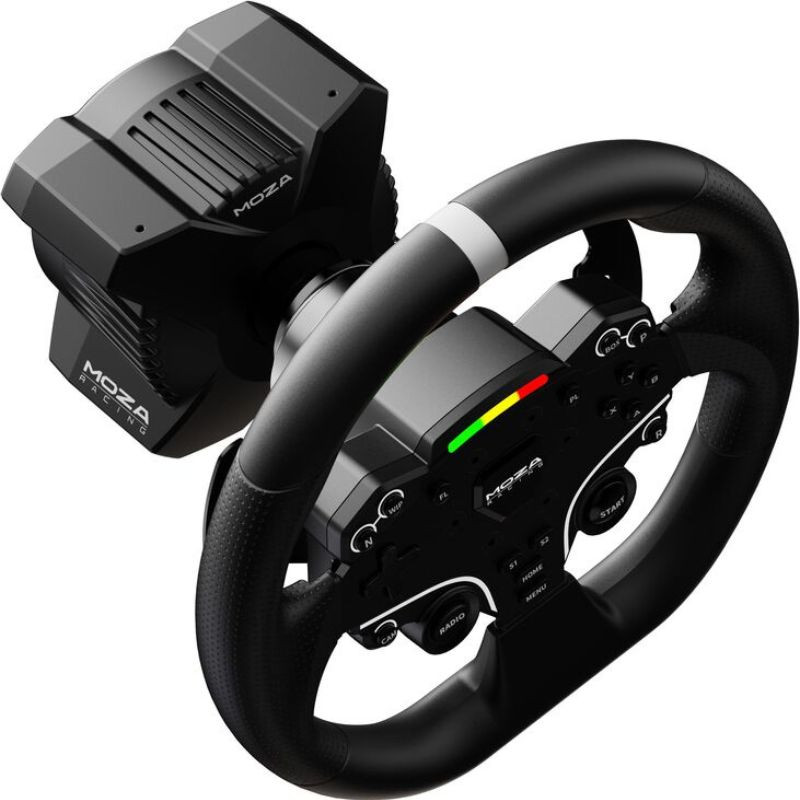 Moza Racing RS074 Preto com volante ergonômico, botões iluminados, paddle shifters metálicos, base robusta com fixação de mesa e pedais duplos ajustáveis - Item2