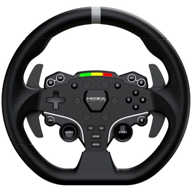 Moza Racing RS074 Negro - Volante + Pedales PC con aro texturizado, botones y d-pad iluminados, base robusta y pedales metálicos ajustables en ángulo