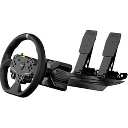 Moza Racing RS074 Negro para PC: volante de carreras con aro de cuero, base robusta, botones programables y barra LED de RPM. Pedales incluidos.