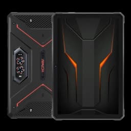 Hotwav R9 Ultra 11 8GB 512GB 5G em vermelho robusto, corpo resistente com detalhes laranja, traseira com módulo de câmera tripla e tela ampla sem bordas