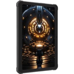 Tablet rugged Hotwav R8 preto com bateria 10800 mAh destacada, bordas reforçadas e design robusto; ícones indicam 700h standby, 18h chamadas e 18h música