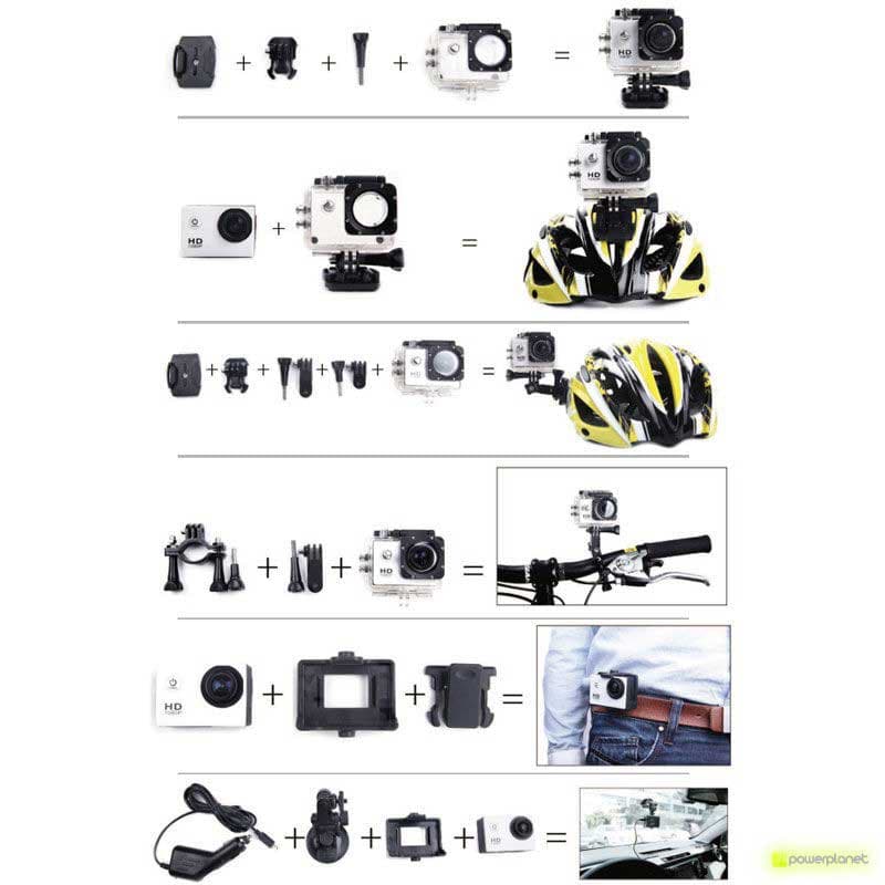 SJCAM SJ4000 WIFI - Cámara Deportiva con carcasa acuática, soportes para casco, manillar y pecho, clips y correas; montaje versátil para acción y ciclismo