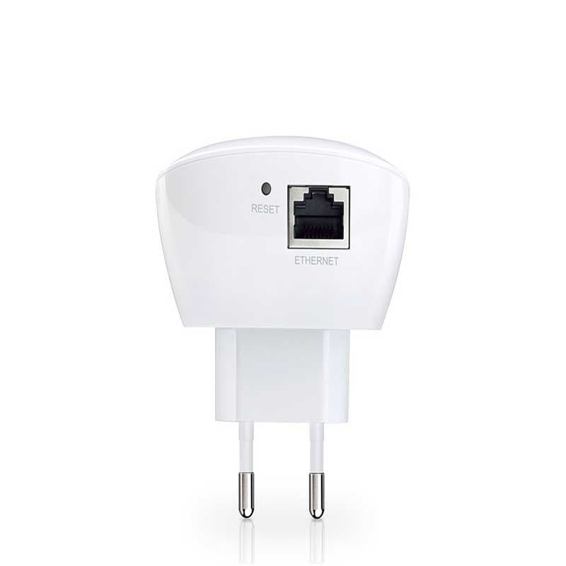TP-LINK TL-WA850RE Extensor Wi-Fi 300Mbps color blanco, enchufe europeo, puerto Ethernet, botón Reset y diseño compacto para pared