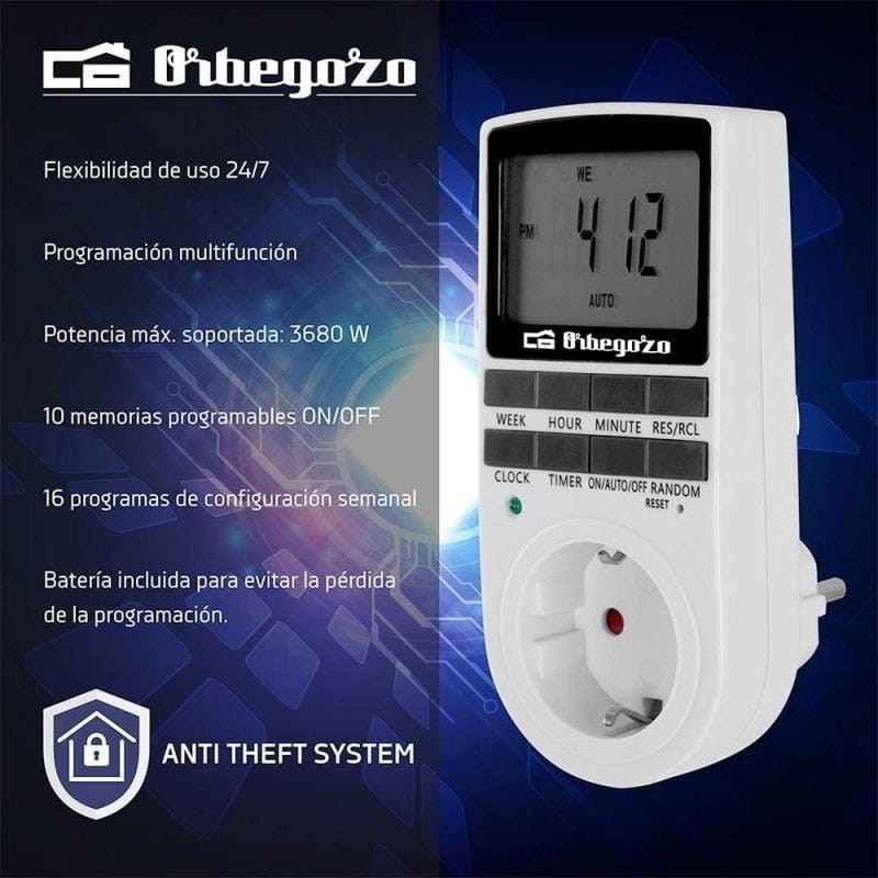Programador de Enchufe Orbegozo PG 25 Potencia Máxima 3680W - Ítem4