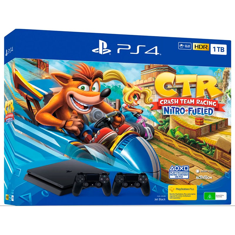 PlayStation 4 Slim 1 TB (PS4) + Crash Team Racing Nitro-Fueled + 2 Controller Sony PS4 Dualshock Black V2