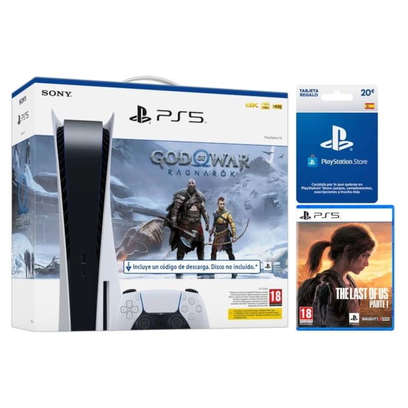 Consola PS5 + God of War Ragnarök + The Last of Us Part I + Tarjeta 20€ PSN - Ítem