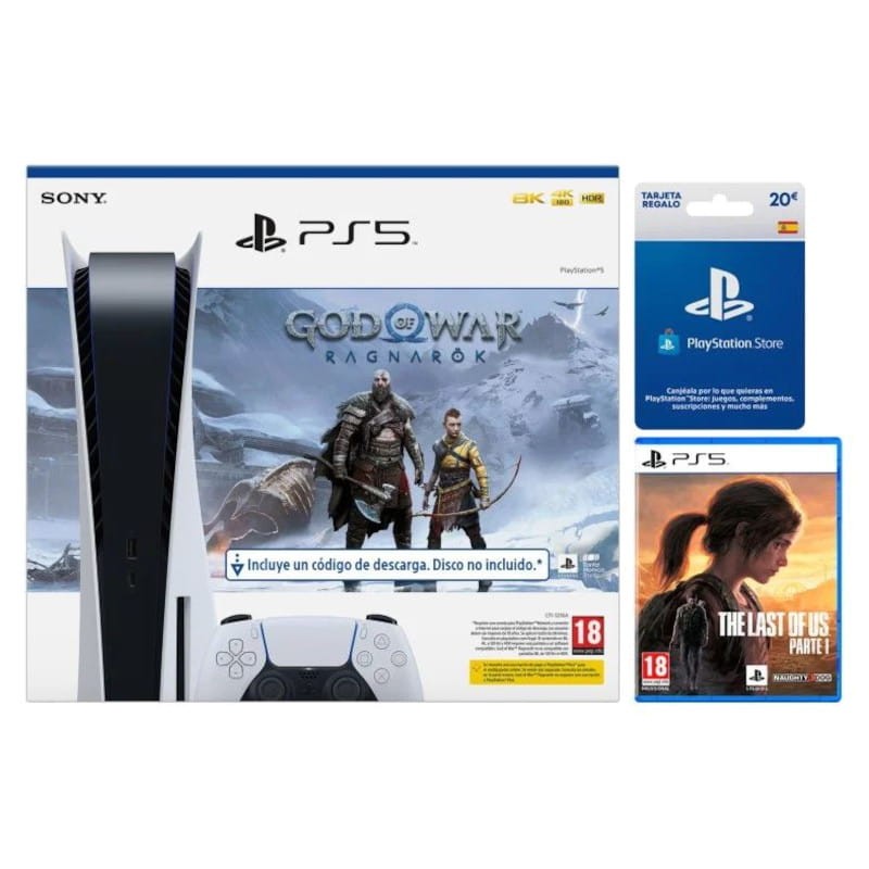 Consola PS5 + God of War Ragnarök + The Last of Us Part I + Tarjeta 20€ PSN - Ítem1