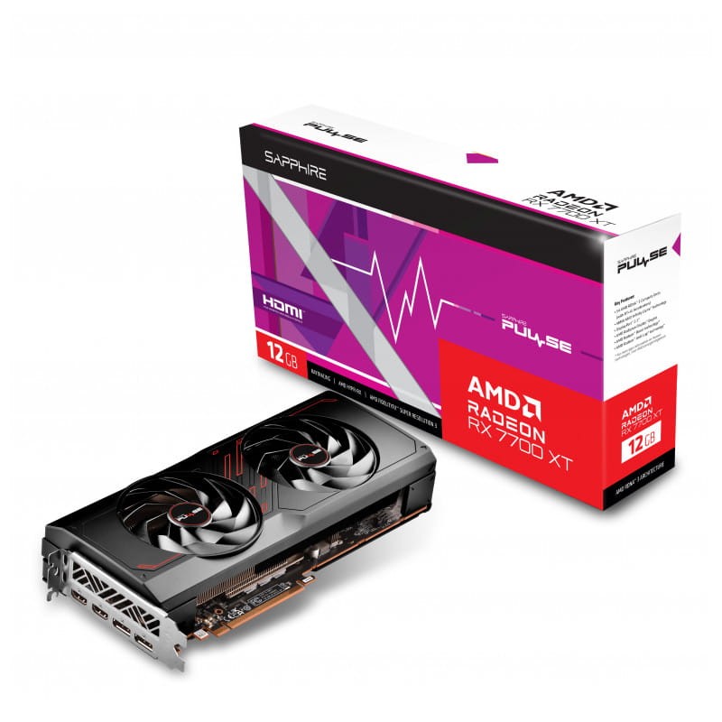 Sapphire PULSE Radeon RX 7700 XT AMD 12 GB GDDR6 Negro – Tarjeta Gráfica - Ítem