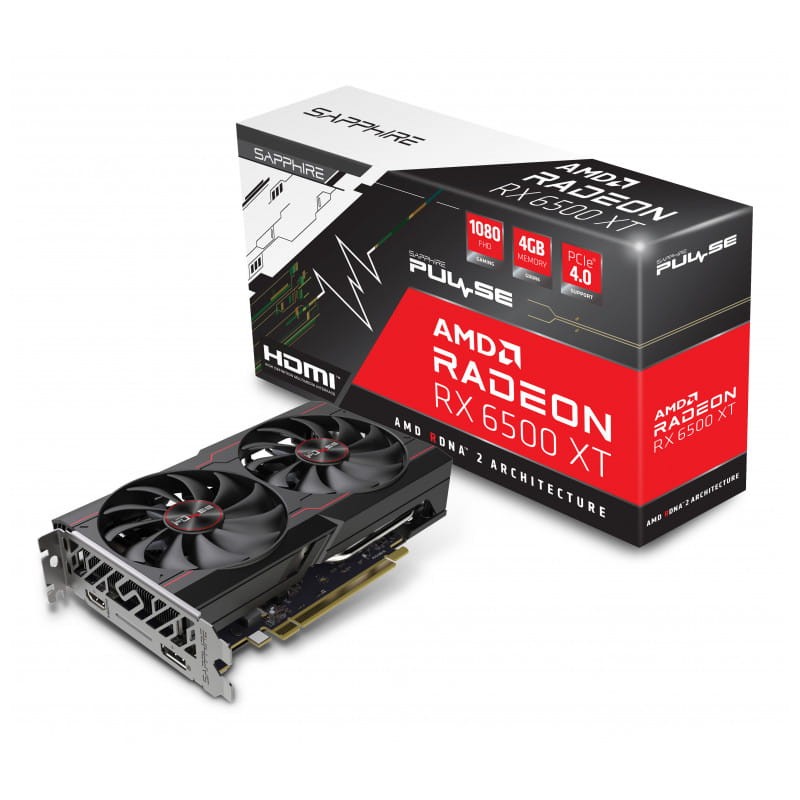 Sapphire PULSE Radeon RX 6500 XT AMD 4 GB GDDR6 Negro – Tarjeta Gráfica - Ítem