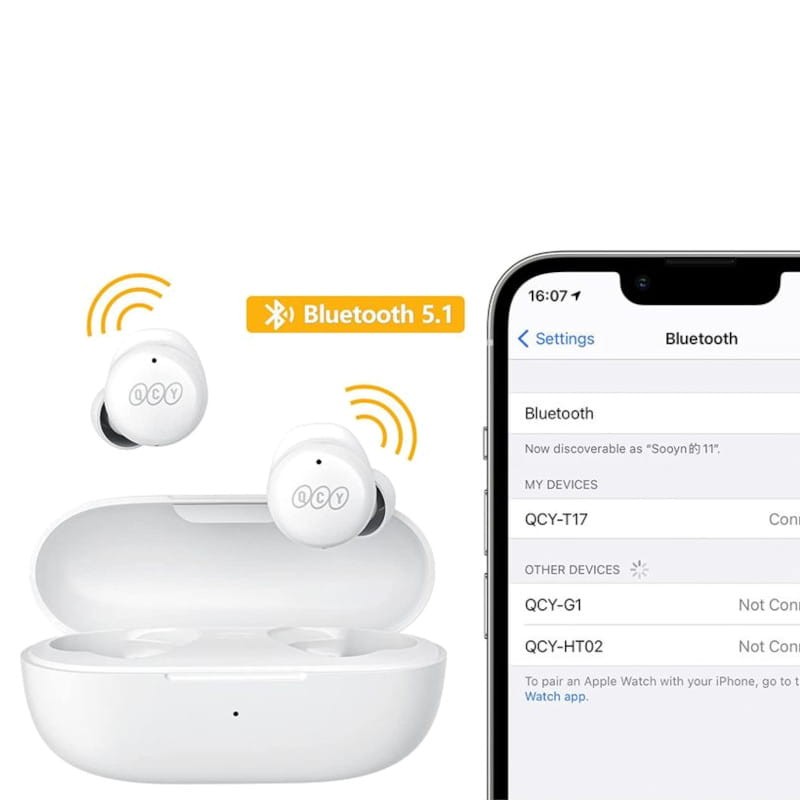 QCY T17 TWS Branco - Auriculares Bluetooth - Item1