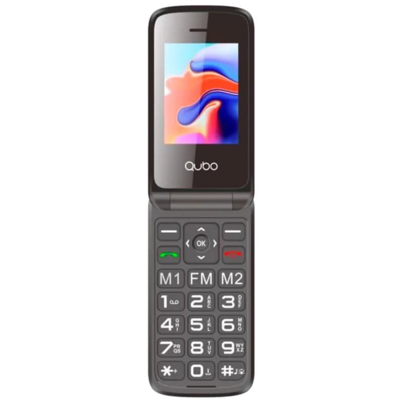 Qubo X-247BL Preto - Telemóvel para Idosos Vista frontal capa aberta