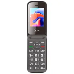 Qubo X-247BL Preto - Telemóvel para Idosos Vista frontal capa aberta