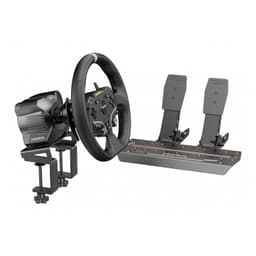 Moza Racing R3 Preto para PC e XBOX: volante com aro texturizado, base robusta com fixação em mesa, botões iluminados e pedaleira dupla metálica ajustável