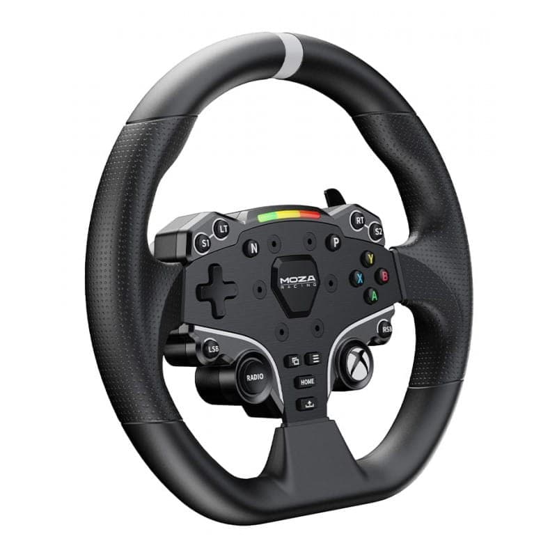 Moza Racing R3 Preto: volante para PC e Xbox com aro emborrachado, LEDs de status, botões mapeáveis, D-pad e acabamento esportivo premium
